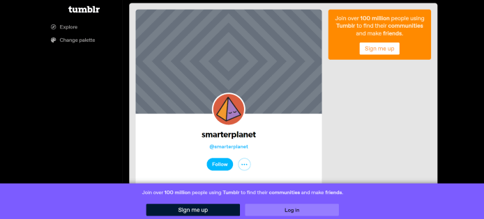 Homepage of Smarter Planet website created on Tumblr.