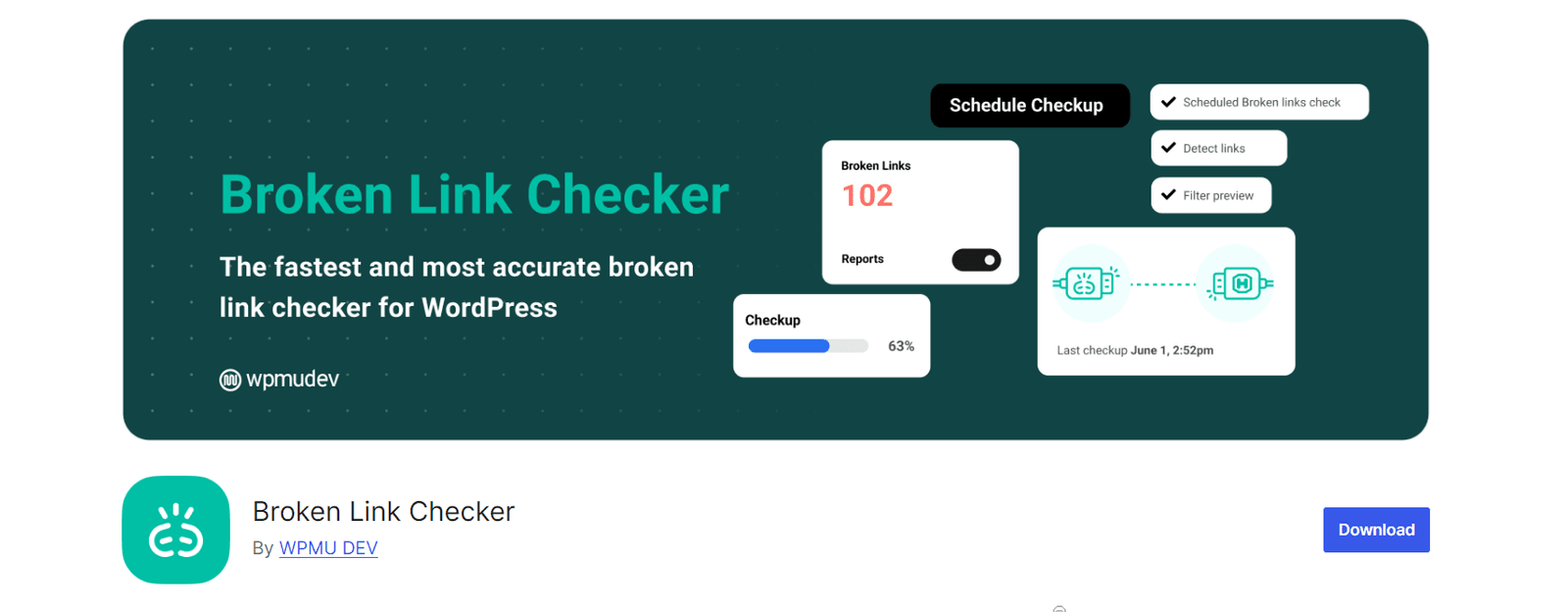 Broken Link Checker homepage featuring tool.