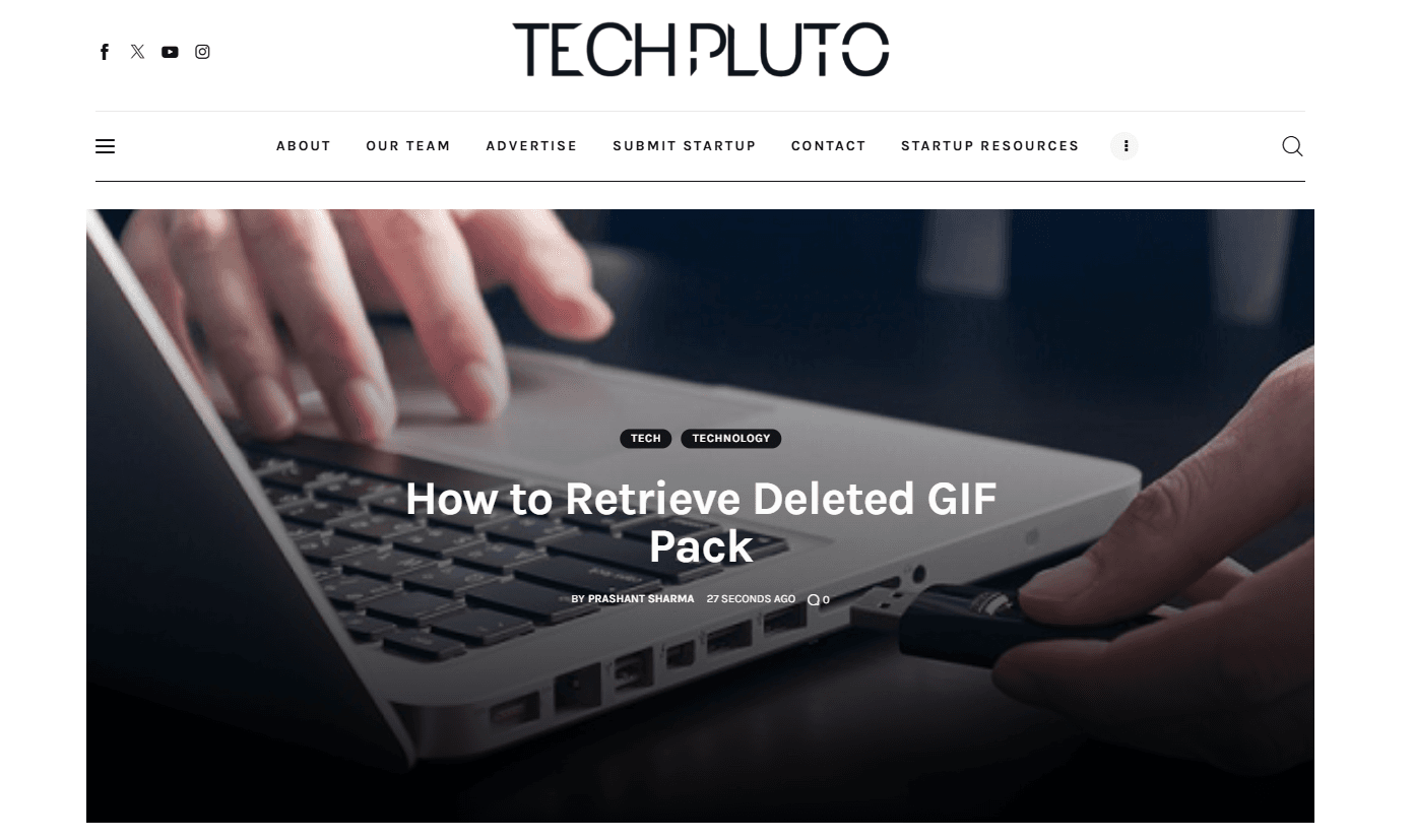 TechPluto free resource homepage.