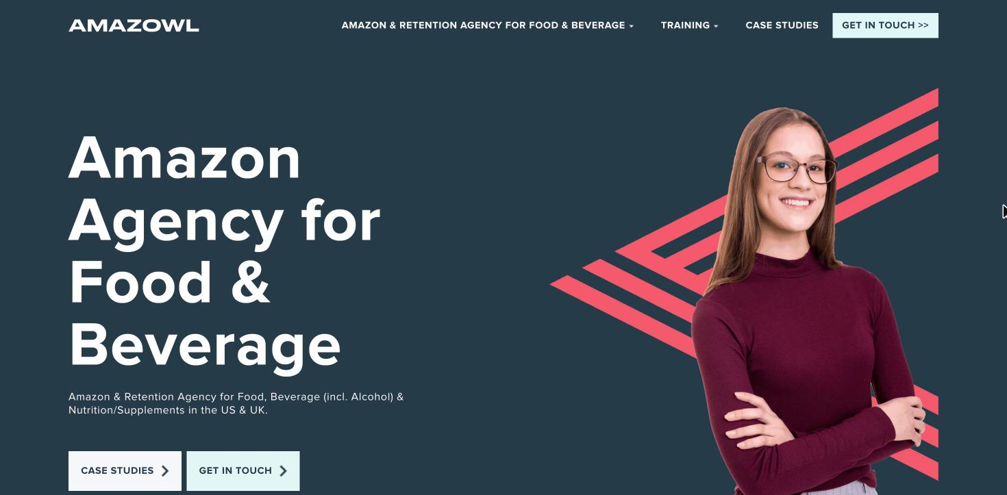 Amazowl homepage: Amazon agency for food and beverage