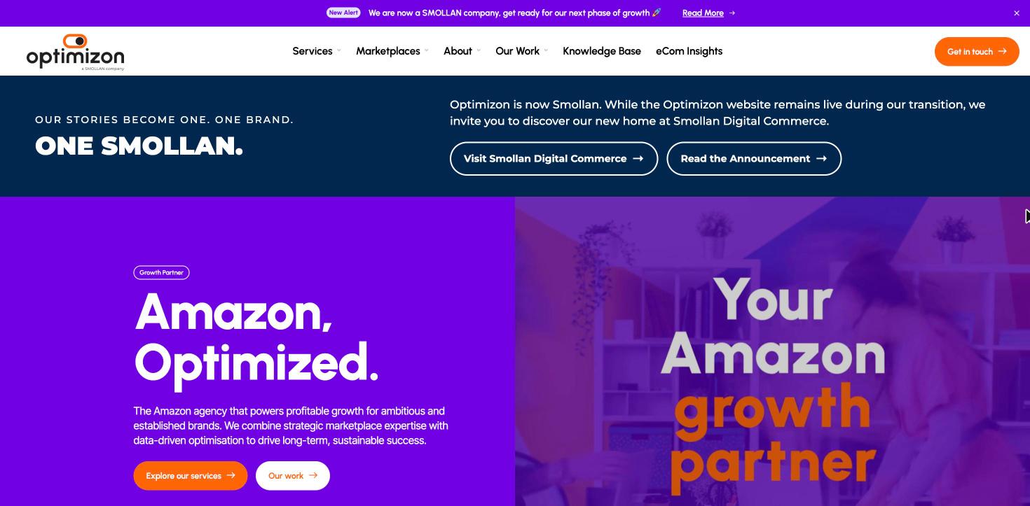 Optimizon homepage: Amazon, Optimized. Optimizon is now Smollan